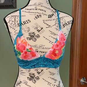 Vera Bradley Blue and Red Floral Bikini Top